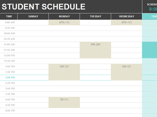Student schedule